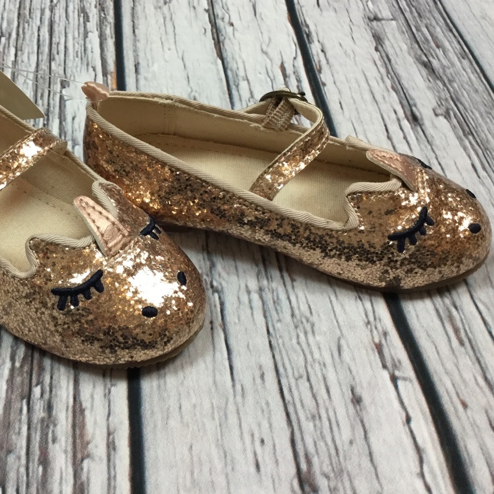 Gap Girls 5 Toddler Gold Unicorn Dress Shoes - Picture 3 of 4